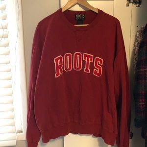 Roots crew neck red logo sweater